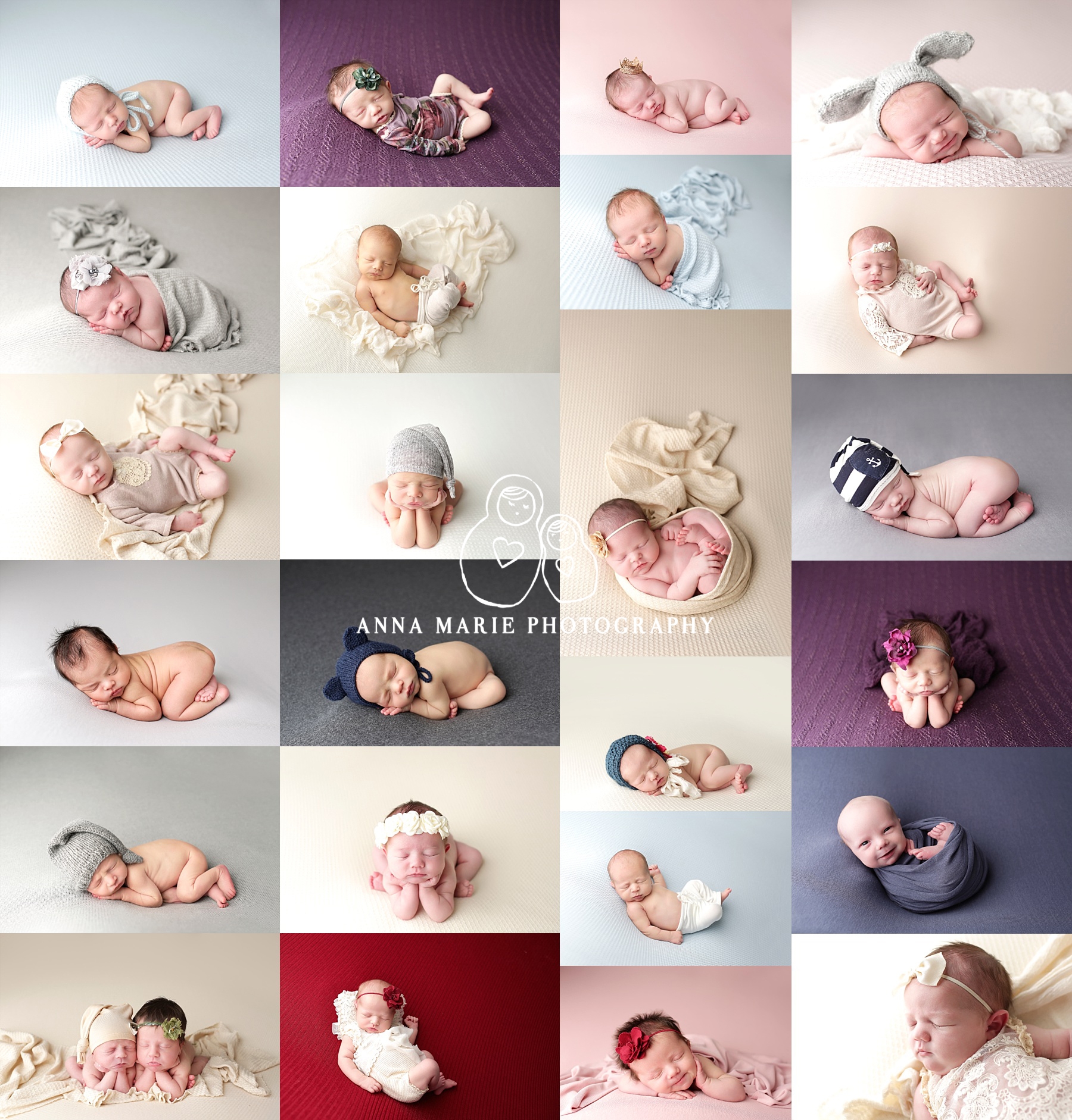 Collage of sleeping newborn babies