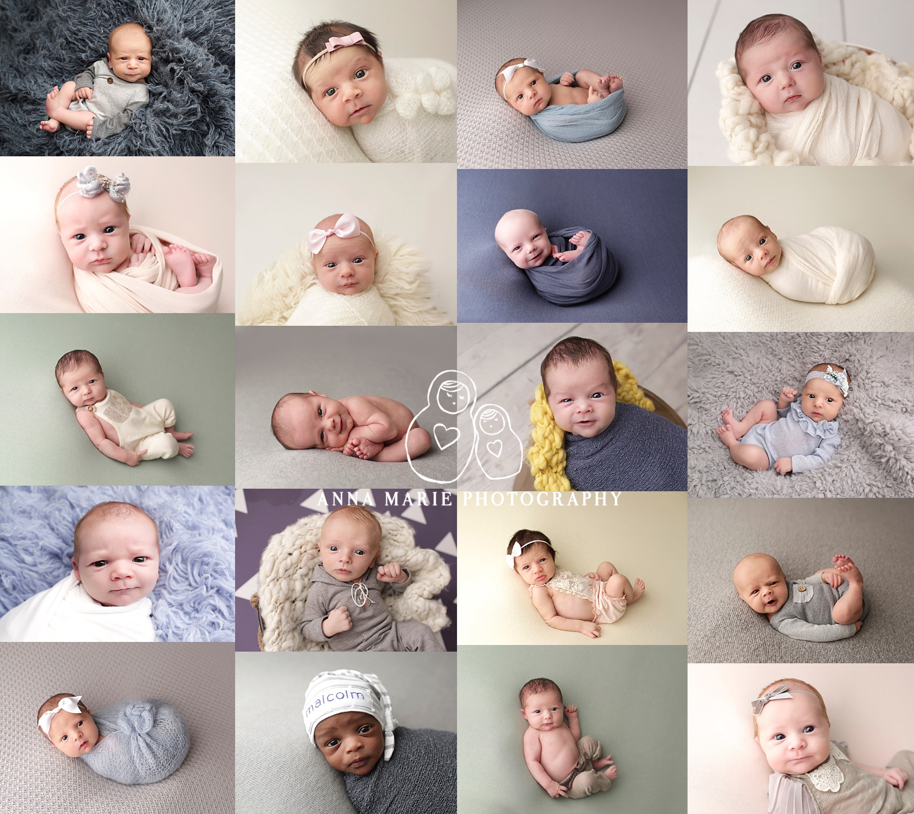 Collage of awake newborn babies