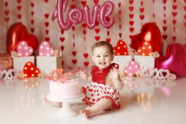Blue Springs Cake Smash Photography | Valentine’s Baby