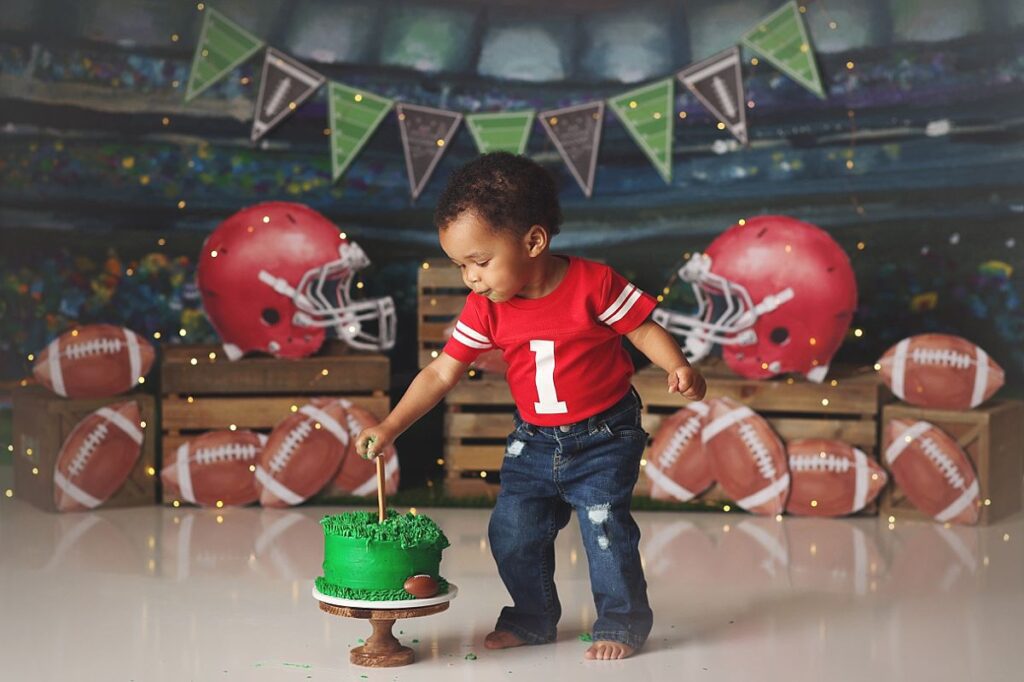 football cake smash at kansas city photography studio